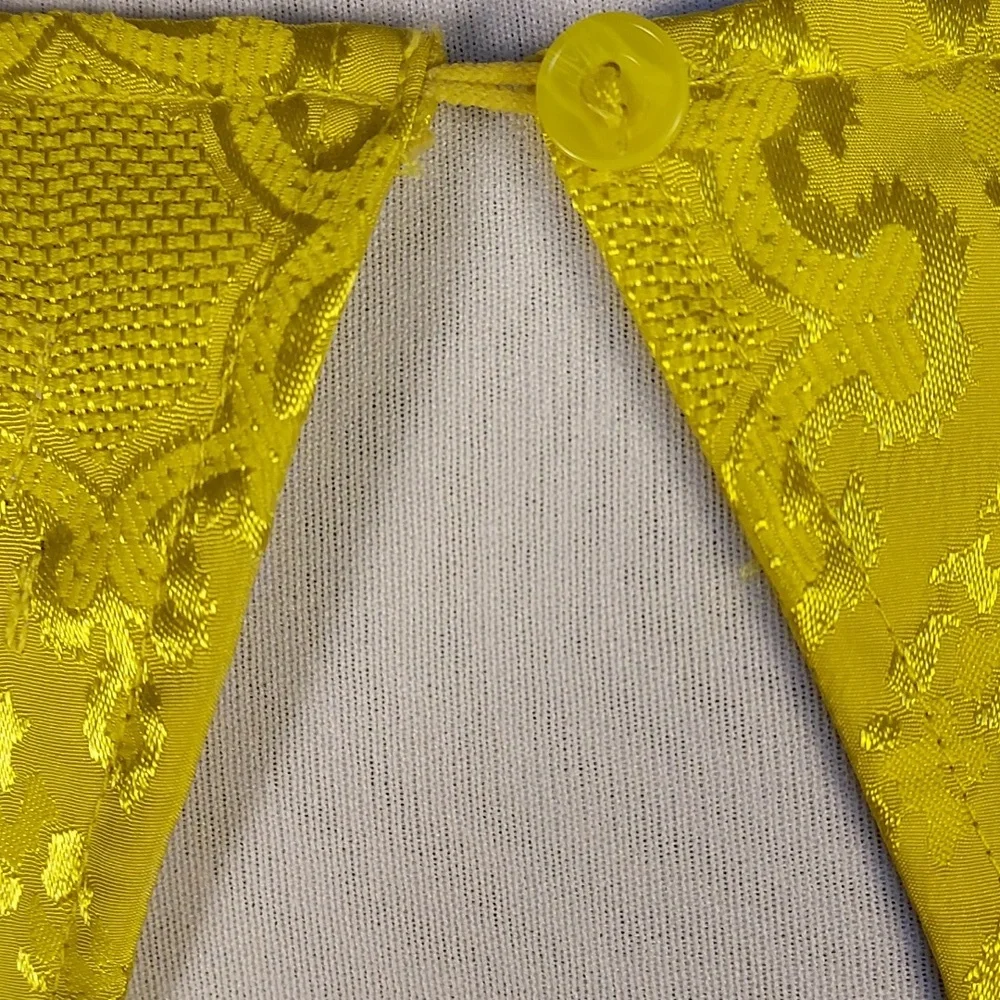 Urban Outfitters Coquette Regencycore Yellow Jacquard Keyhole Back  Mini Dress L - Picture 4 of 8